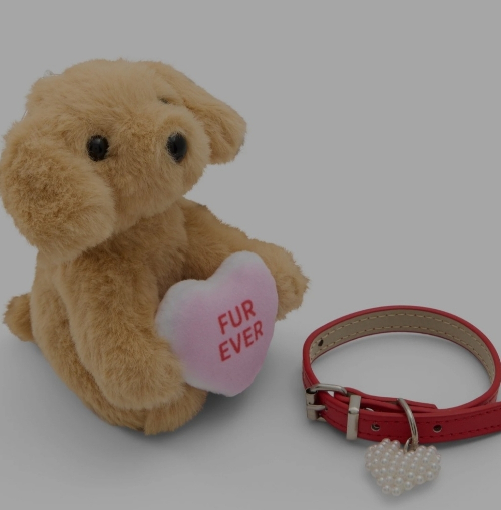 Aldo Bag Charm Plush Dog with Red Collar - Picture 3 of 6